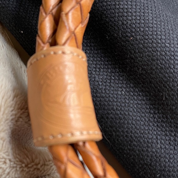 Brahmin Nylon Navy and Brown Braided Leather Shoulder Bag Brahmin Suede Interior - Picture 12 of 12